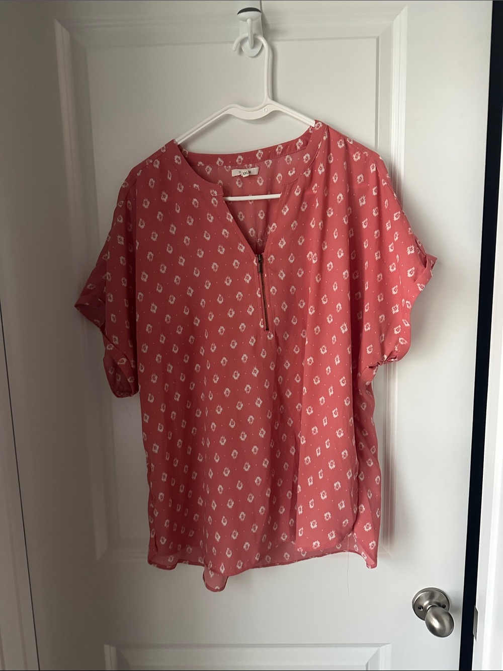 Women's Coral Aztec Work Blouse